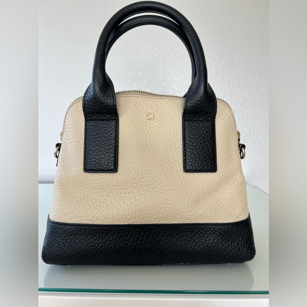Kate spade leather black cream handbag purse two-toned